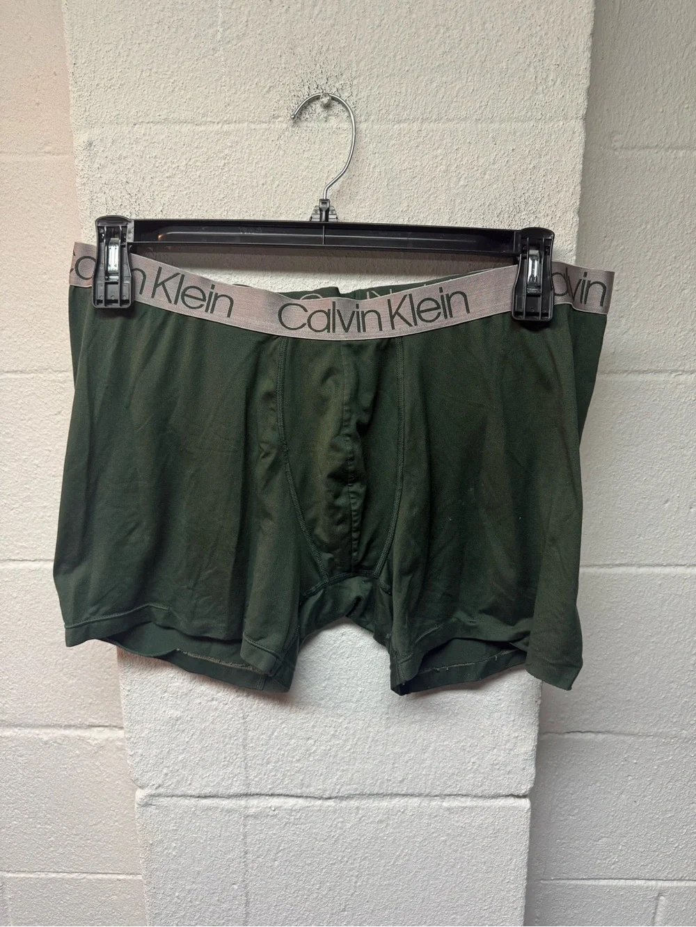 Calvin Klein Men's Dark Olive Green Boxer Briefs with Logo Waistband